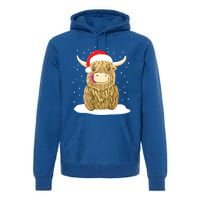 Scottish Highland Cow Christmas Snow Gift Premium Hoodie