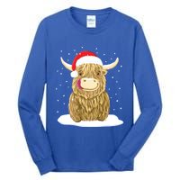 Scottish Highland Cow Christmas Snow Gift Tall Long Sleeve T-Shirt