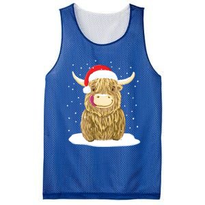 Scottish Highland Cow Christmas Snow Gift Mesh Reversible Basketball Jersey Tank