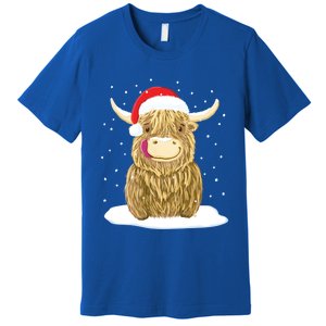 Scottish Highland Cow Christmas Snow Gift Premium T-Shirt