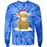 Scottish Highland Cow Christmas Snow Gift Tie-Dye Long Sleeve Shirt