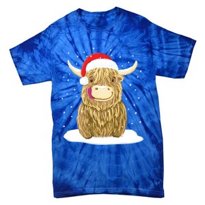 Scottish Highland Cow Christmas Snow Gift Tie-Dye T-Shirt