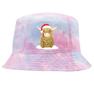 Scottish Highland Cow Christmas Snow Gift Tie-Dyed Bucket Hat