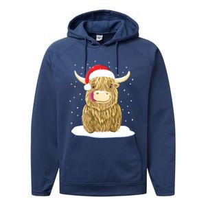 Scottish Highland Cow Christmas Snow Gift Performance Fleece Hoodie