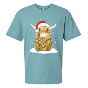 Scottish Highland Cow Christmas Snow Gift Sueded Cloud Jersey T-Shirt