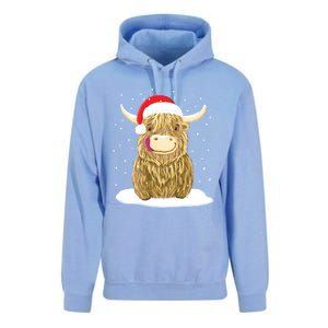 Scottish Highland Cow Christmas Snow Gift Unisex Surf Hoodie