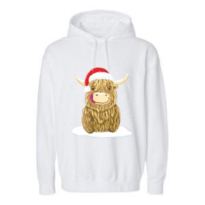 Scottish Highland Cow Christmas Snow Gift Garment-Dyed Fleece Hoodie