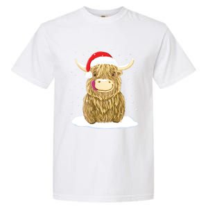 Scottish Highland Cow Christmas Snow Gift Garment-Dyed Heavyweight T-Shirt