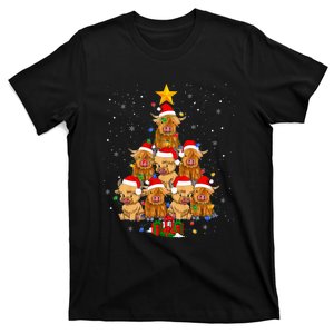 Scottish Highland Cow Christmas Tree Funny T-Shirt