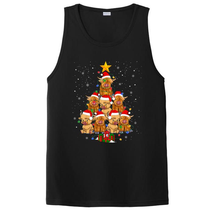 Scottish Highland Cow Christmas Tree Funny PosiCharge Competitor Tank