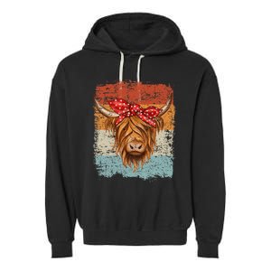 Scottish Highland Cow Cattle Hairy Cow Flowers Woman Garment-Dyed Fleece Hoodie