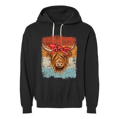 Scottish Highland Cow Cattle Hairy Cow Flowers Woman Garment-Dyed Fleece Hoodie