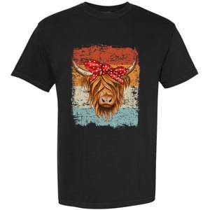 Scottish Highland Cow Cattle Hairy Cow Flowers Woman Garment-Dyed Heavyweight T-Shirt