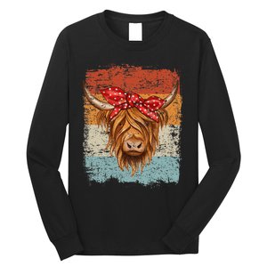 Scottish Highland Cow Cattle Hairy Cow Flowers Woman Long Sleeve Shirt