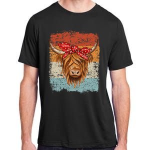 Scottish Highland Cow Cattle Hairy Cow Flowers Woman Adult ChromaSoft Performance T-Shirt