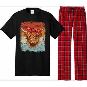 Scottish Highland Cow Cattle Hairy Cow Flowers Woman Pajama Set