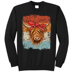 Scottish Highland Cow Cattle Hairy Cow Flowers Woman Tall Sweatshirt