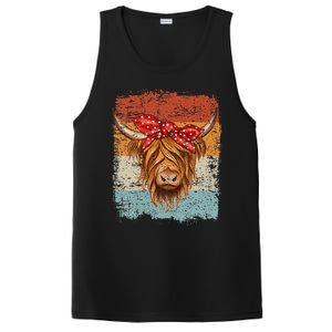 Scottish Highland Cow Cattle Hairy Cow Flowers Woman PosiCharge Competitor Tank