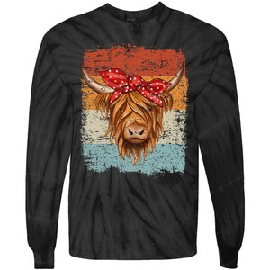 Scottish Highland Cow Cattle Hairy Cow Flowers Woman Tie-Dye Long Sleeve Shirt