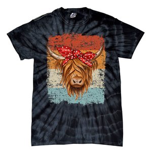 Scottish Highland Cow Cattle Hairy Cow Flowers Woman Tie-Dye T-Shirt