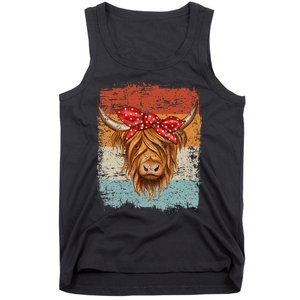 Scottish Highland Cow Cattle Hairy Cow Flowers Woman Tank Top