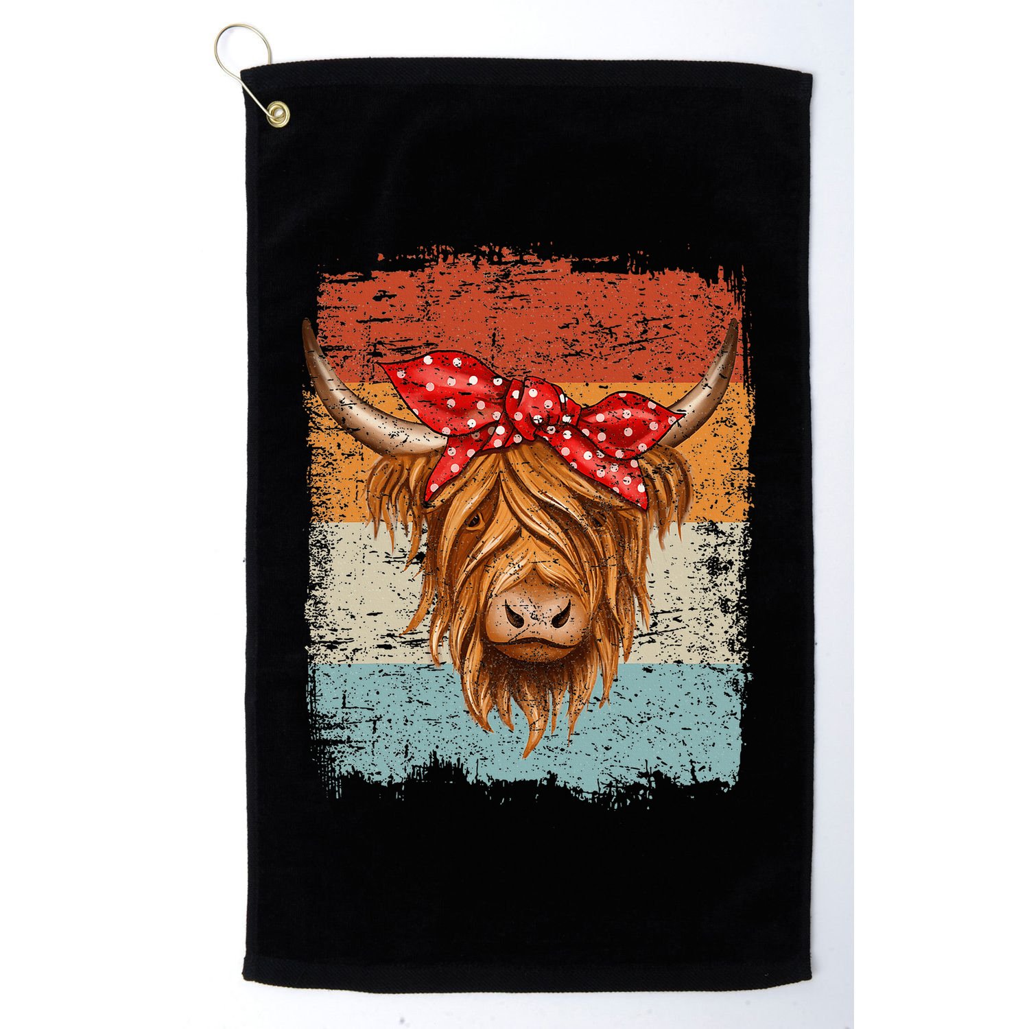 Scottish Highland Cow Cattle Hairy Cow Flowers Woman Golf Towel