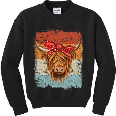 Scottish Highland Cow Cattle Hairy Cow Flowers Woman Kids Sweatshirt