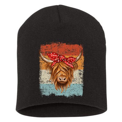 Scottish Highland Cow Cattle Hairy Cow Flowers Woman Short Acrylic Beanie