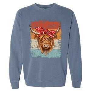 Scottish Highland Cow Cattle Hairy Cow Flowers Woman Garment-Dyed Sweatshirt