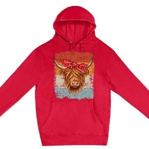 Scottish Highland Cow Cattle Hairy Cow Flowers Woman Premium Pullover Hoodie