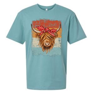 Scottish Highland Cow Cattle Hairy Cow Flowers Woman Sueded Cloud Jersey T-Shirt