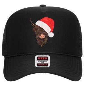 Scottish Highland Cattle Hairy Cow Farmer Christmas Hat High Crown Mesh Back Trucker Hat