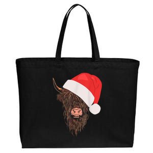 Scottish Highland Cattle Hairy Cow Farmer Christmas Hat Cotton Canvas Jumbo Tote