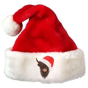 Scottish Highland Cattle Hairy Cow Farmer Christmas Hat Premium Christmas Santa Hat