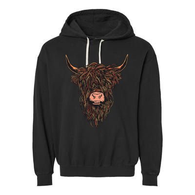 Scottish Highland Cattle Hairy Cow Breeders Farmer Farm Gift Garment-Dyed Fleece Hoodie