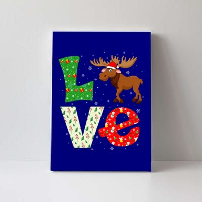 Santa Hat Christmas Themed Funny Love Moose Xmas Holiday Gift Canvas