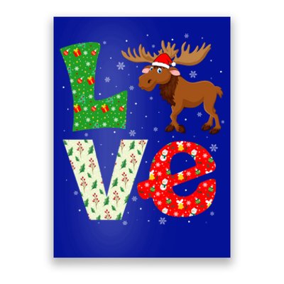 Santa Hat Christmas Themed Funny Love Moose Xmas Holiday Gift Poster