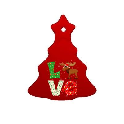 Santa Hat Christmas Themed Funny Love Moose Xmas Holiday Gift Ceramic Tree Ornament