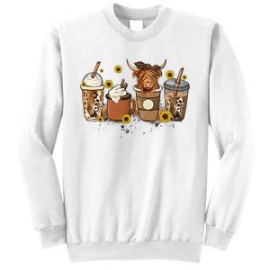 Scottish Highland Cow Sunflower Fall Vibes Coffee Lover Sweatshirt