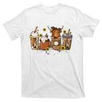 Scottish Highland Cow Sunflower Fall Vibes Coffee Lover T-Shirt