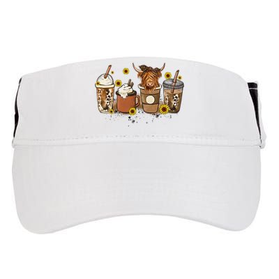 Scottish Highland Cow Sunflower Fall Vibes Coffee Lover Adult Drive Performance Visor