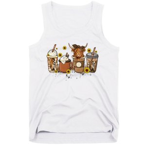 Scottish Highland Cow Sunflower Fall Vibes Coffee Lover Tank Top