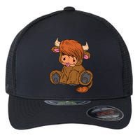 Scottish Highland Cow Lover Cute Cow Highland Cow Flexfit Unipanel Trucker Cap