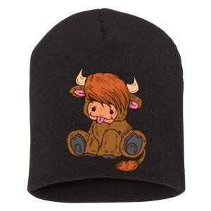 Scottish Highland Cow Lover Cute Cow Highland Cow Short Acrylic Beanie