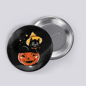 Spooky Halloween Cat Costume with Witch Hat and Pumpkin Button