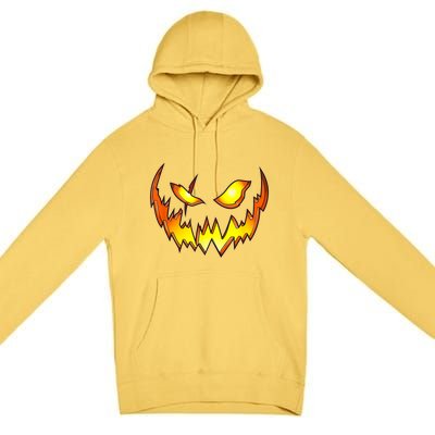 Scary Halloween Costume Pumpkin Face Jack O Lantern Premium Pullover Hoodie