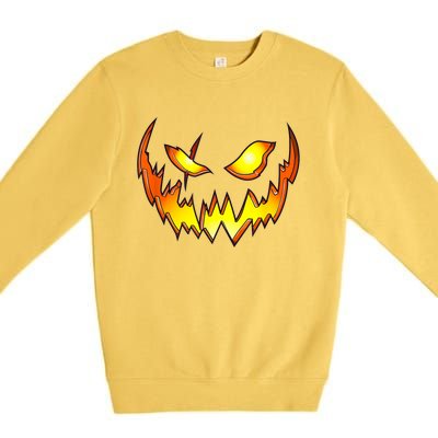 Scary Halloween Costume Pumpkin Face Jack O Lantern Premium Crewneck Sweatshirt