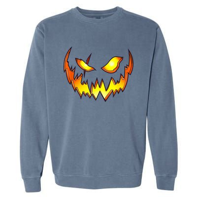 Scary Halloween Costume Pumpkin Face Jack O Lantern Garment-Dyed Sweatshirt