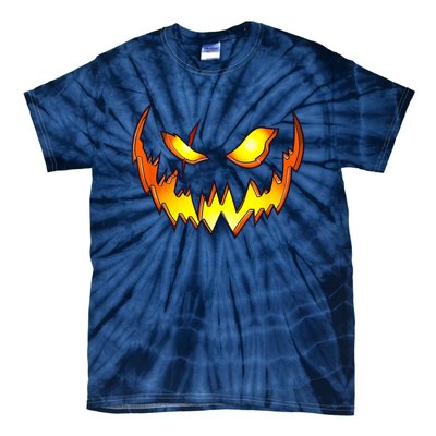 Scary Halloween Costume Pumpkin Face Jack O Lantern Tie-Dye T-Shirt