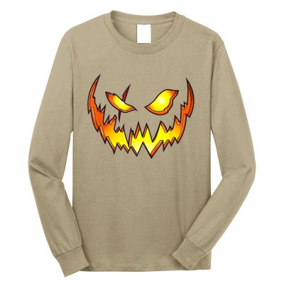 Scary Halloween Costume Pumpkin Face Jack O Lantern Long Sleeve Shirt